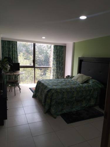 Ένα ή περισσότερα κρεβάτια σε δωμάτιο στο Charming sunny bedroom overlooking beautiful Amsterdam Avenue in best Condesa area