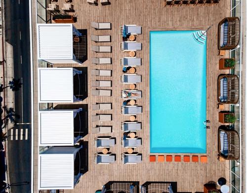 an overhead view of a swimming pool in a building at Andaz West Hollywood-a concept by Hyatt in Los Angeles
