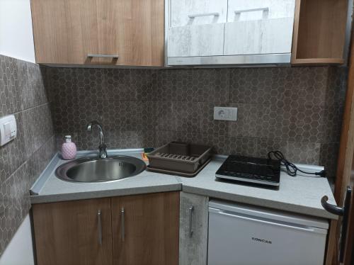 una cucina con lavandino e piano di lavoro di NiTex Studio a Soko Banja