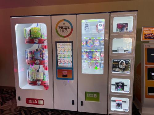 two white refrigerators are next to each other at Isle Casino Hotel Bettendorf in Bettendorf