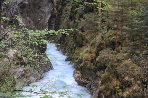 a river in the middle of a rocky canyon at Guest House Kraljev Hrib in Kamniška Bistrica