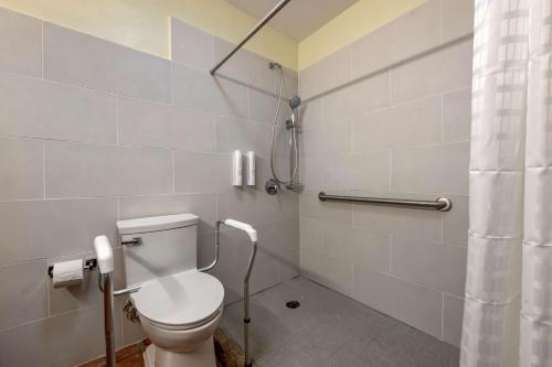 a bathroom with a toilet and a shower at Hotel Mayaguez Plaza, BW Signature Collection in Mayaguez