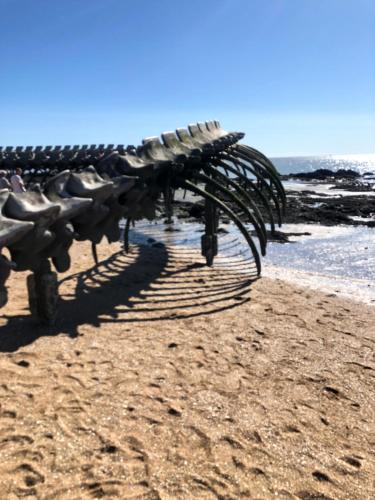 a beach with a wooden structure on the beach at La Villa Préfaillaise in Préfailles