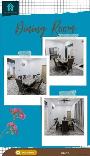 a collage of photos of a dining room at Alya&Afif Homestay in Papar