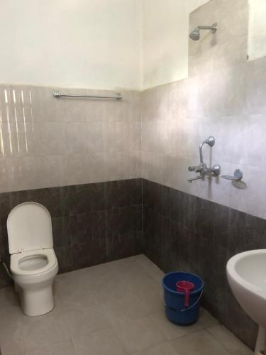 uma casa de banho com um WC e um lavatório em Tara guesthouse - Sauraha,Chitwan em Sauraha