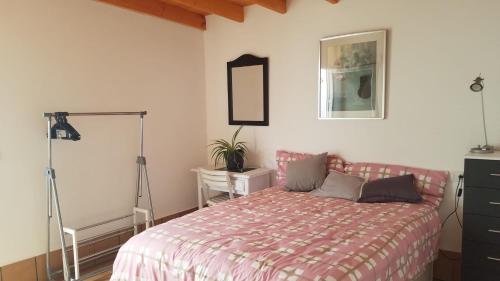a bedroom with a bed and a dresser and a mirror at Apartamento con encanto en la playa frente al mar "Posada Rent House" in Puerto del Rosario