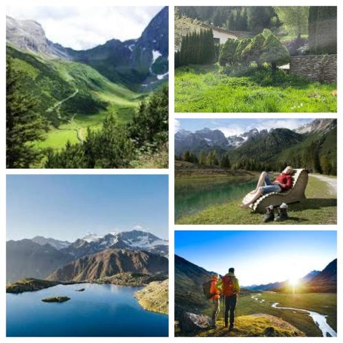 a collage of photos of people in the mountains at LakeSide Apartments Seefeld in Seefeld in Tirol