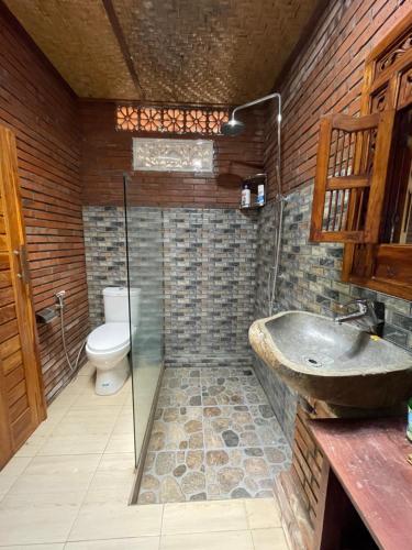a bathroom with a sink and a toilet at Bulian Homestay in Kubutambahan
