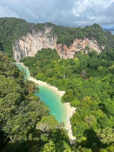 an aerial view of a river in the jungle at Connexion in Ko Yao Noi