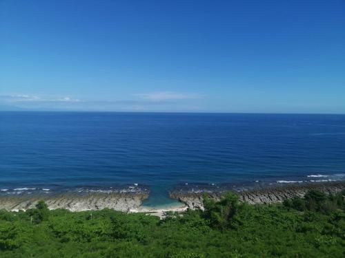 an aerial view of the ocean and a beach at Xiaoliuqiu Guest House in Xiaoliuqiu
