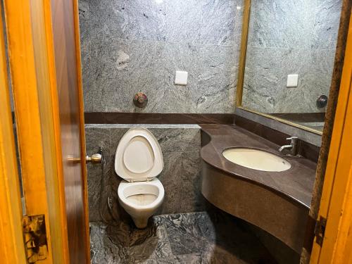 a bathroom with a toilet and a sink at ASR Guesthouse in Tirupati