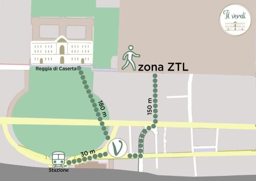 a map of the approximate location of zona zil at Il Verdi home in Caserta