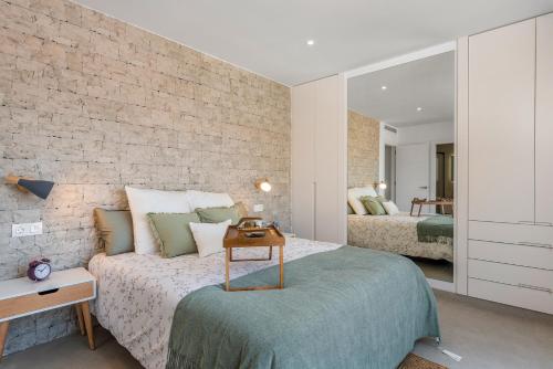 Säng eller sängar i ett rum på Luxury apartment with ocean view Costa Calida