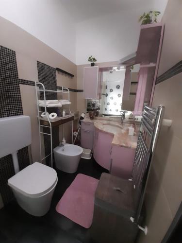 y baño con lavabo, aseo y espejo. en Appartamento di Alina en Monza