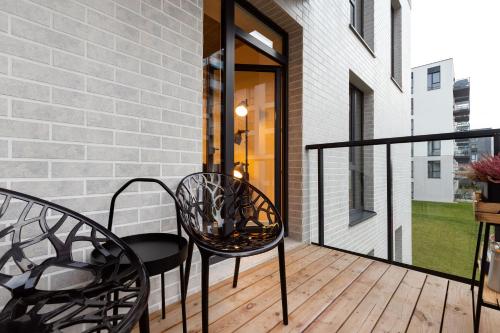 Μπαλκόνι ή βεράντα στο City Center Sanctuary Modern Business-Class Studio with Free Parking in the Heart of Vilnius