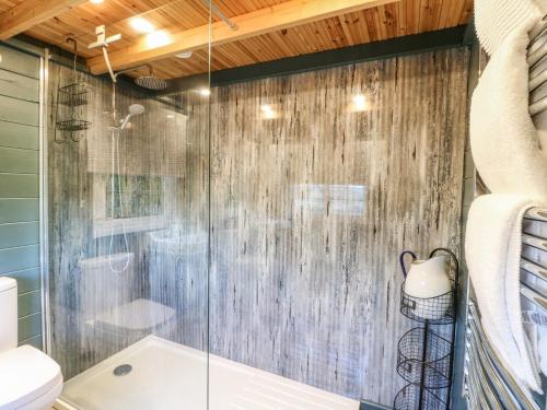 a bathroom with a shower and a tub and a toilet at The Jenny Wrennery in Rugeley