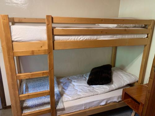 a couple of bunk beds in a room at APPARTEMENT VUE SUR LES PISTES Aux SAISIES 4 in Les Saisies
