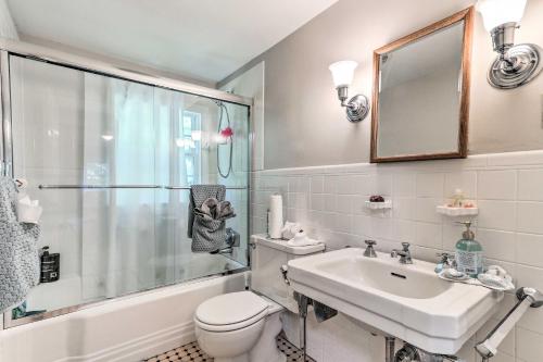 a bathroom with a toilet and a sink and a shower at Large Private Yard Grand Worcester Getaway in Worcester