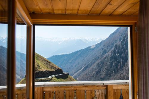 a view from a window of a mountain view at Unterversanthof - Große Ferienwohnung für bis zu 6 Personen in Naturno