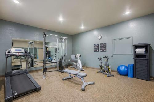 a gym with several exercise equipment in a room at Best Western Harbour Pointe Lakefront in Saint Ignace