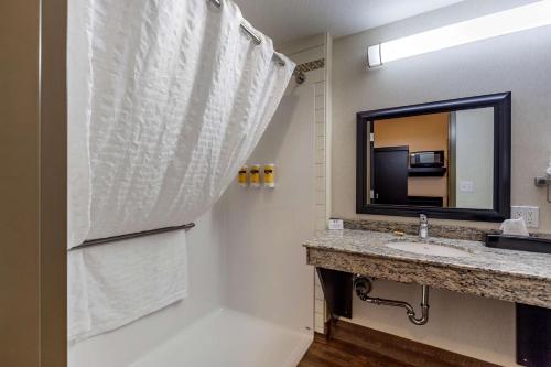 聖亞伯特的住宿－聖艾伯特貝斯特韋斯特優質酒店，一间带水槽和镜子的浴室