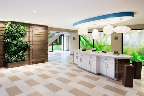 an office lobby with a large green wall at EVEN Hotel Norwalk, an IHG Hotel in Norwalk