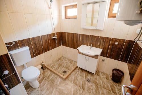 a small bathroom with a toilet and a sink at Piva lake in Plužine