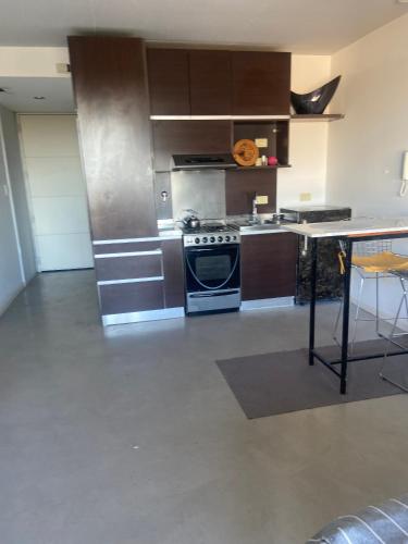 a kitchen with a stove and a counter top at depto vista al rio in Zárate