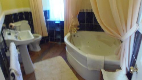 een badkamer met een bad, een toilet en een wastafel bij Caheroyn House in Athenry