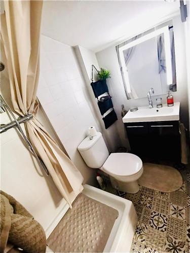 une salle de bain avec toilettes et lavabo dans l'établissement Charmant Studio, Centre historique, Carmes, à Avignon