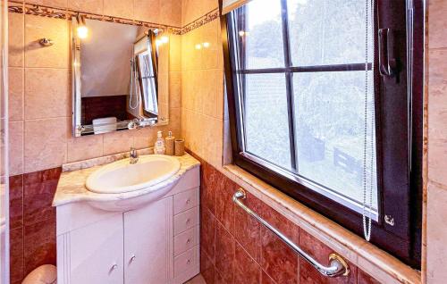 baño pequeño con lavabo y ventana en 2 Bedroom Beautiful Home In Nowe Warpno, en Nowe Warpno