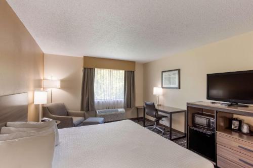 a hotel room with a bed and a flat screen tv at Best Western Logan Inn in Chapmanville