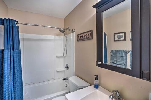 a bathroom with a sink and a toilet and a shower at Pet-Friendly Saratoga Springs Home with Pool! in Saratoga Springs