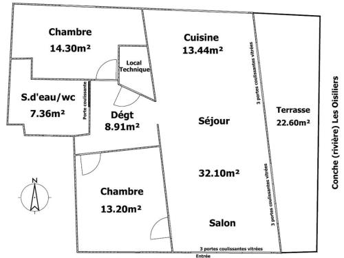 a floor plan of a building with descriptions of the floorplan at Gîte charmant au bord de l'eau avec canoës, terrasse et jardin à Damvix, au cœur du Marais Poitevin. - FR-1-426-354 in Damvix