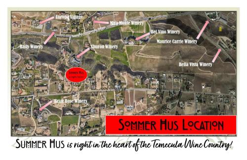 una mappa del campus della coalizione di abbracci sonker di Sommer Hus-Best value in Southern California Wine Country a Temecula