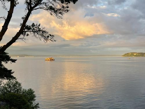 an island in the middle of a large body of water at Puget Sound Chic Romantic Cottage with Private Beach Access & Gated Entry in Port Ludlow