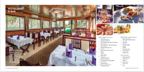 a picture of a dining car of a train with tables at Halong Bay Full Day Trip - 6 Hours Route in Ha Long
