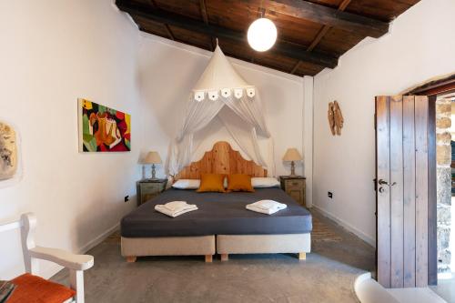 KástellosにあるArt Villa Kastellosのベッドルーム(天蓋付きベッド1台付)