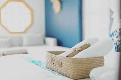 a wicker holder on top of a table at Wayla Villa@Maikhaobeach in Mai Khao Beach