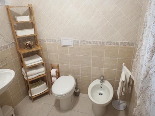 a small bathroom with a toilet and a sink at B&B COLLE TARIGNI in Manoppello