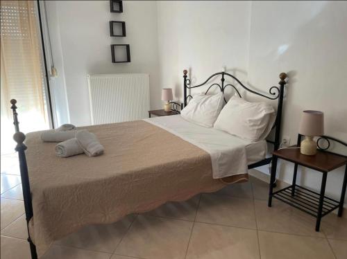Katil atau katil-katil dalam bilik di Nice & Cosy apartment in Igoumenitsa
