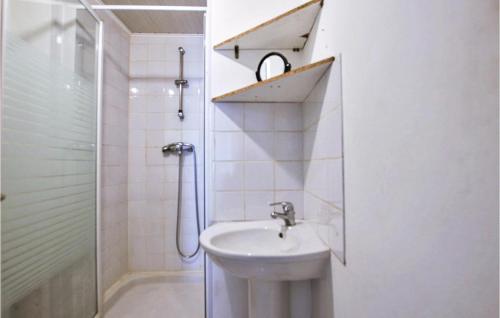 a small bathroom with a sink and a shower at Amazing Apartment In Seyne With Kitchen in Seyne