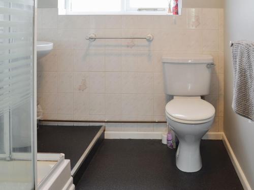 a bathroom with a toilet and a sink and a shower at Sea Crest in Walcott