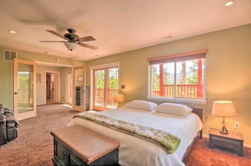 a bedroom with a bed and a ceiling fan at Less Than 1 Mi to Brian Head Resort Mtn-View Gem with Deck in Brian Head
