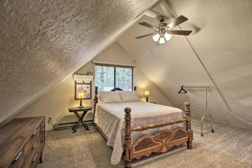 a bedroom with a bed and a ceiling fan at Cozy Mountain Escape Hike, Golf, Ski and More! in Indian Pine