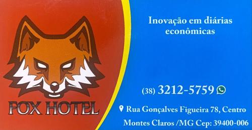 a ticket for the fox hotel with a wolf logo at Fox Hotel Montes Claros in Montes Claros