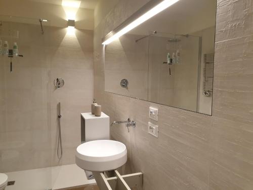 ein Bad mit einem WC, einer Dusche und einem Waschbecken in der Unterkunft Saint George and the Dragon Suite in Bologna