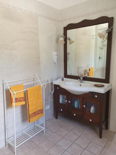 a bathroom with a sink and a mirror at B&B Villa Maria in Terni
