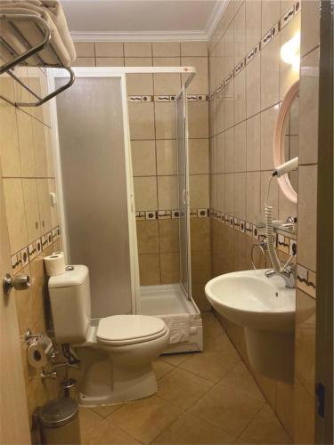 a bathroom with a toilet and a sink at Arya Otel in Marmaris