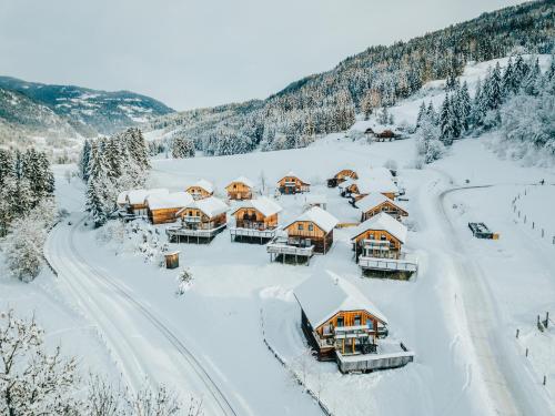 an aerial view of a resort in the snow at Woody Park in Sankt Georgen ob Murau